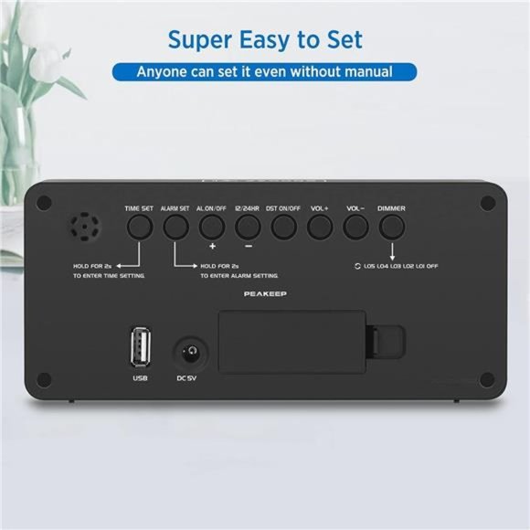 Digital Clock Alarm Clock for Bedrooms - Large Big Numbers 5 Dimmers for Seniors - Picture 6 of 6